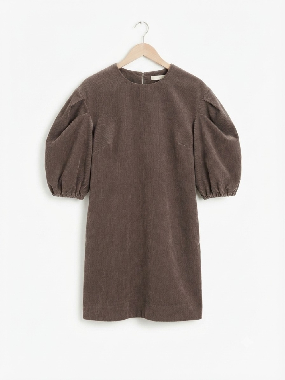 Ann Mashburn Brown Corduroy Puff Sleeve Mini Dress Size S
